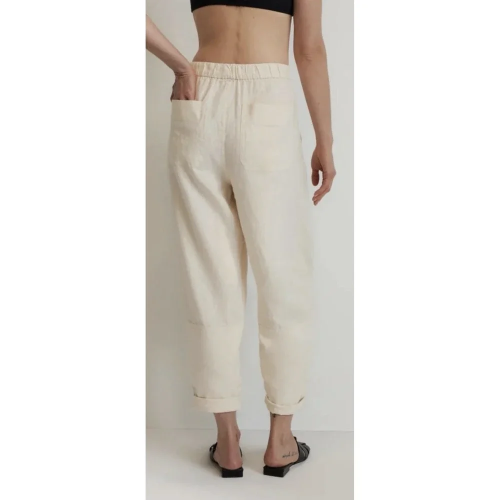 Everlane European Flax Linen Drawstring Pants Off White Pull On Womens Size XS